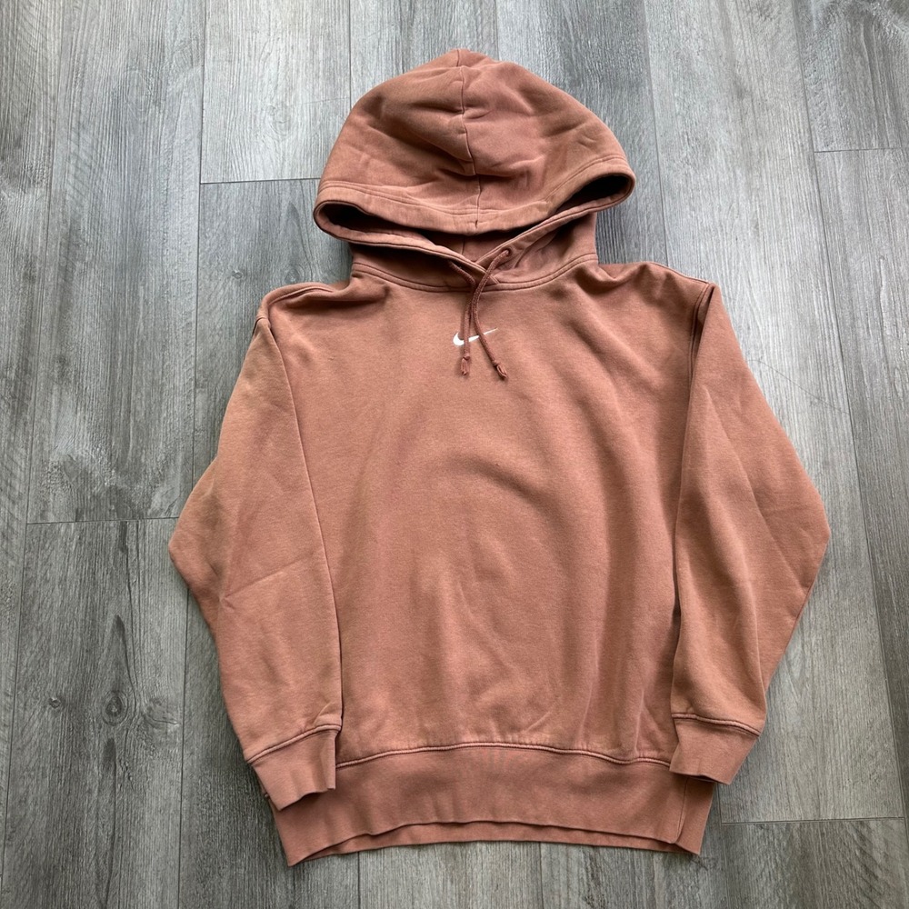 Nike Center Swoosh Hoodie XS Clay Pullover Sweatshirt Made in Pakistan